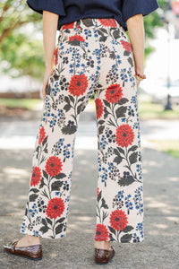 True Treasure Cream Floral Wide Leg Jeans