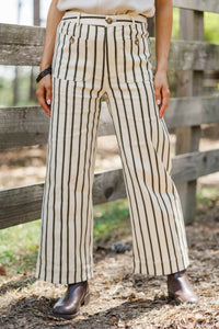 Trust The Process Olive Striped Wide Leg Jeans