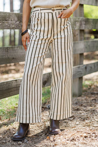 Trust The Process Olive Striped Wide Leg Jeans