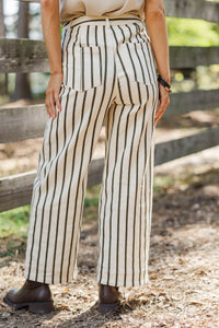 Trust The Process Olive Striped Wide Leg Jeans