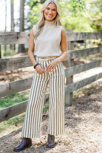 Trust The Process Olive Striped Wide Leg Jeans