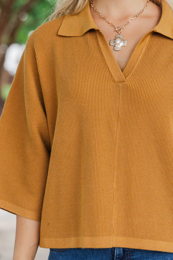 Cozy Conviction Camel Sweater