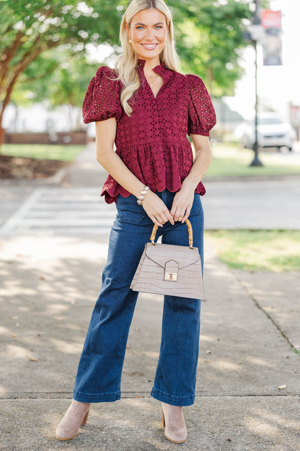 Making Memories Burgundy Textured Blouse