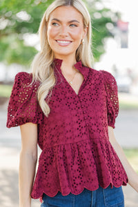 Making Memories Burgundy Textured Blouse