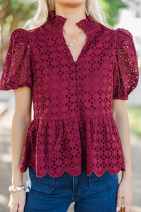 Making Memories Burgundy Textured Blouse