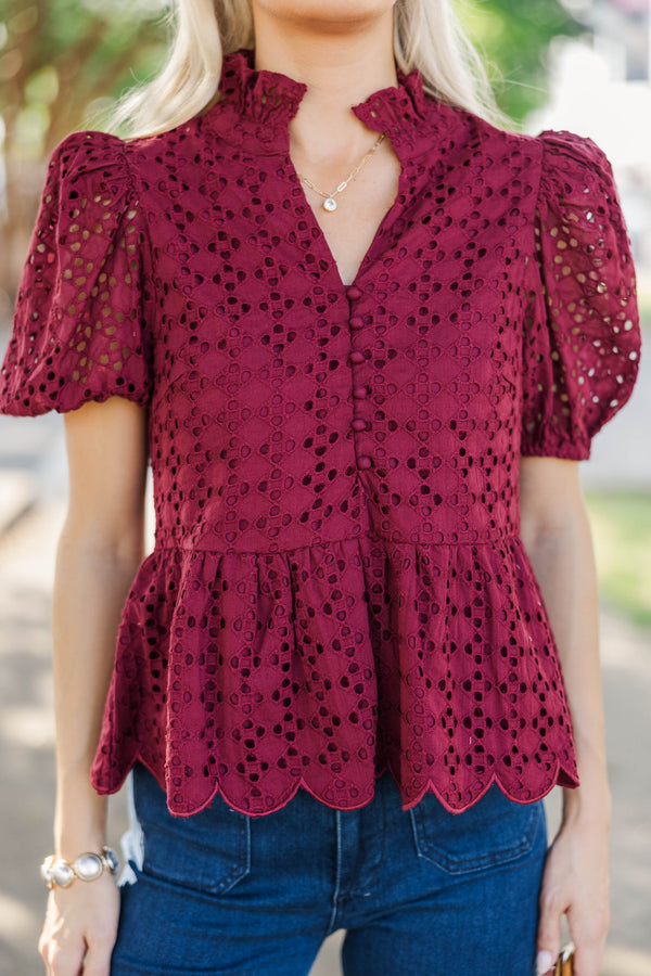 Making Memories Burgundy Textured Blouse