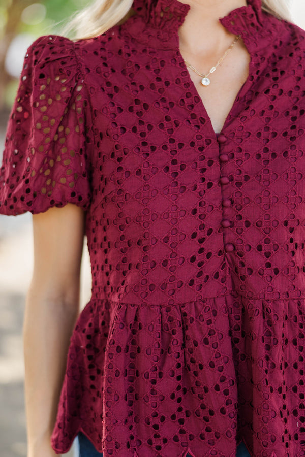 Making Memories Burgundy Textured Blouse