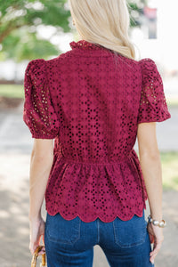 Making Memories Burgundy Textured Blouse