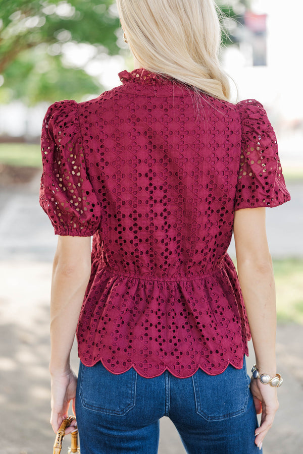 Making Memories Burgundy Textured Blouse