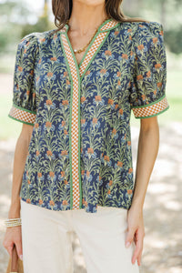 True Favorite Navy Ditsy Floral Blouse