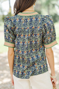 True Favorite Navy Ditsy Floral Blouse