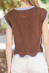 Always Worth It Brown Scallop Sweater