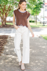 Always Worth It Brown Scallop Sweater