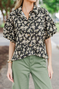 Everyday Magic Black Ditsy Floral Blouse