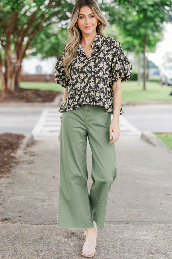 Everyday Magic Black Ditsy Floral Blouse