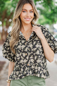 Everyday Magic Black Ditsy Floral Blouse