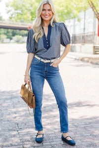 Fresh Perspective Navy Blouse