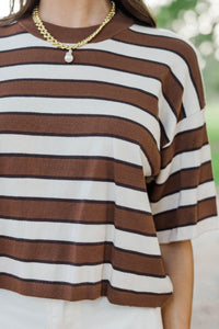 Every Single Day Brown Striped Top