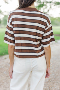 Every Single Day Brown Striped Top