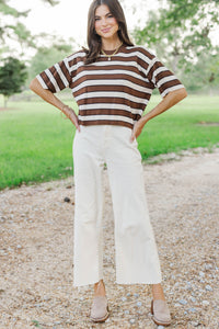 Every Single Day Brown Striped Top