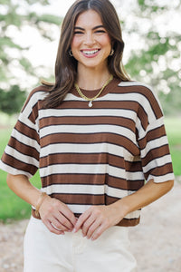 Every Single Day Brown Striped Top