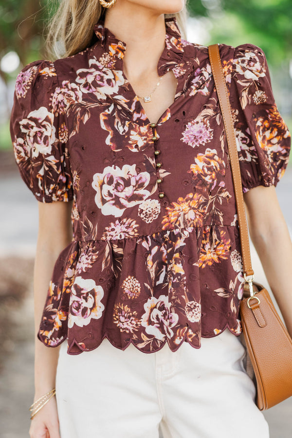 Better Choice Brown Floral Blouse