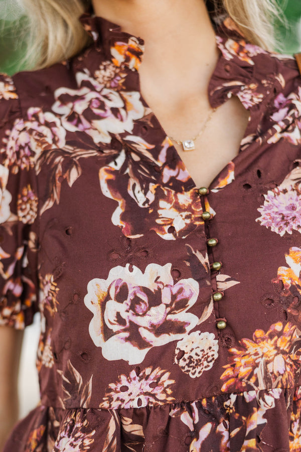 Better Choice Brown Floral Blouse