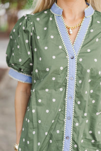 You Need This Olive Polka Dot Blouse