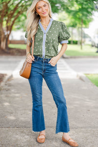 You Need This Olive Polka Dot Blouse
