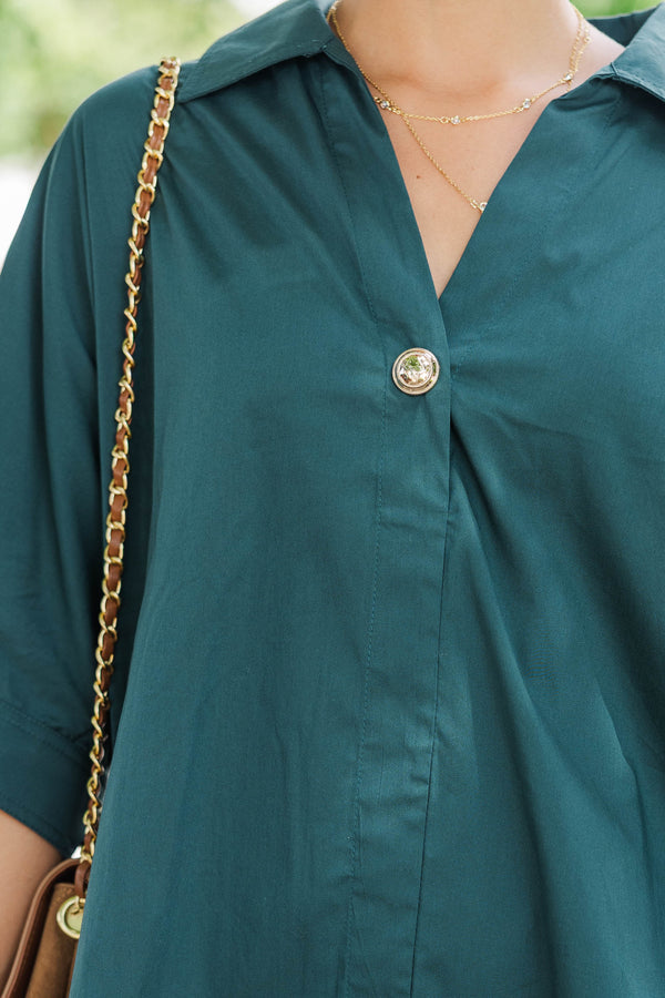 True Classic Green Collared Blouse