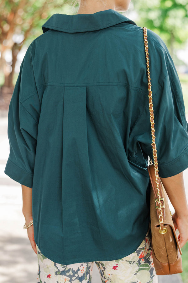 True Classic Green Collared Blouse