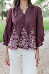 The Good One Brown Embroidered Blouse