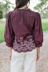 The Good One Brown Embroidered Blouse