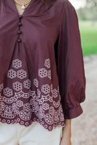 The Good One Brown Embroidered Blouse
