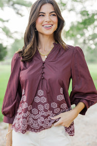 The Good One Brown Embroidered Blouse