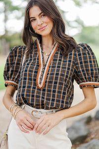 Open Road Black Puff Sleeve Blouse