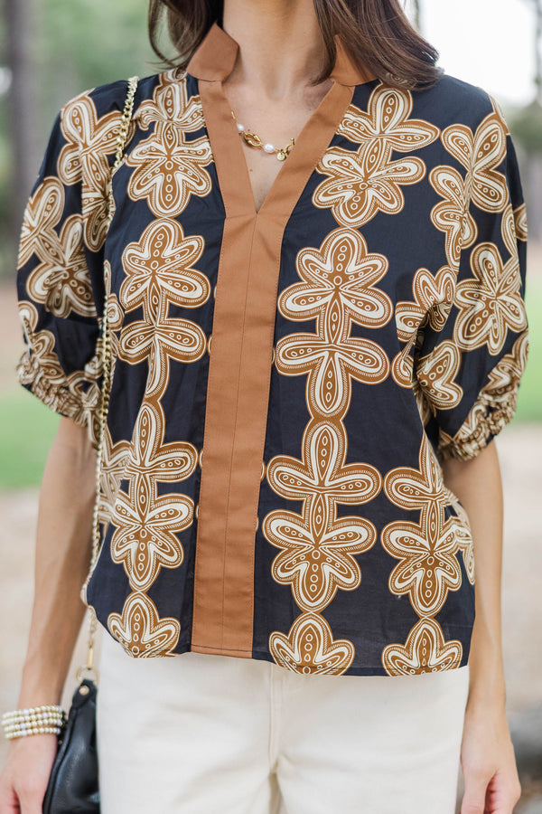 Plot Twist Black Floral Blouse