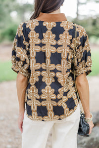 Plot Twist Black Floral Blouse