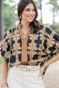 Plot Twist Black Floral Blouse