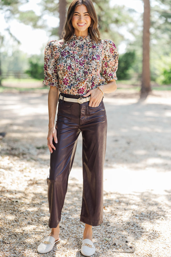 Here's The Thing Burgundy Ditsy Floral Blouse