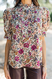 Here's The Thing Burgundy Ditsy Floral Blouse