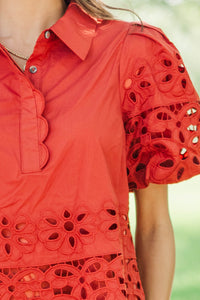 The One You'll Reach For Rust Eyelet Blouse