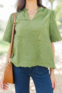 We Love This Olive Embroidered Blouse