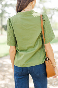 We Love This Olive Embroidered Blouse