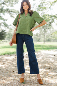 We Love This Olive Embroidered Blouse