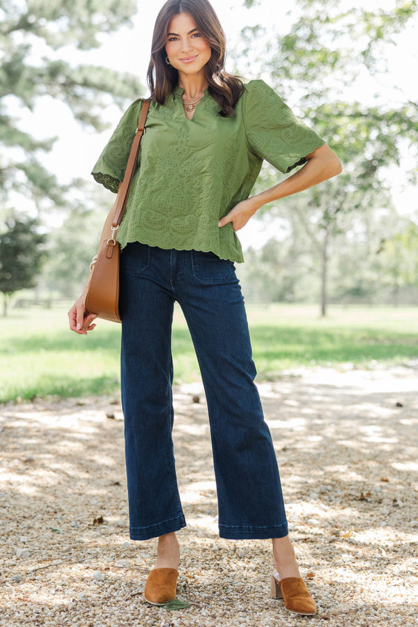 We Love This Olive Embroidered Blouse