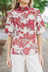 Spring Sparkle Red Floral Blouse