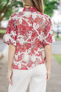 Spring Sparkle Red Floral Blouse