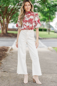 Spring Sparkle Red Floral Blouse