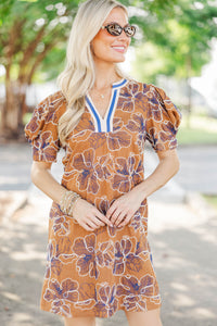Better Every Time Brown Embroidered Dress